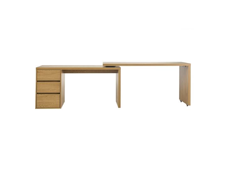 Bureau modulable avec rangements finition bois clair chêne L153-269 cm MELVIN