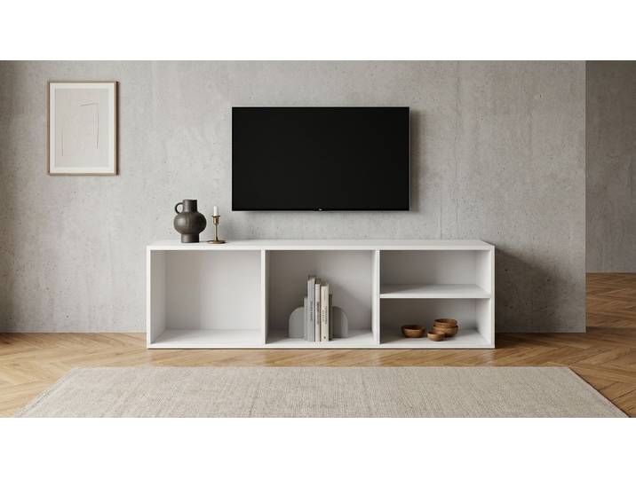 Offenes TV Lowboard MDF Beschichtet MDF Weiß matt