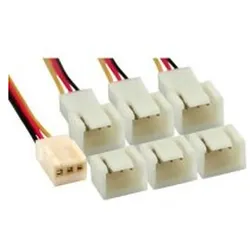 INLINE Lüfter Adapterkabel, 3pol Molex Buchse an 6x 3pol Molex Stecker
