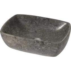 Marmor-Waschbecken MCW-M77, Aufsatzwaschbecken Waschtisch Waschplatz Waschschale Badezimmer, Naturstein 15x51x36cm, grau