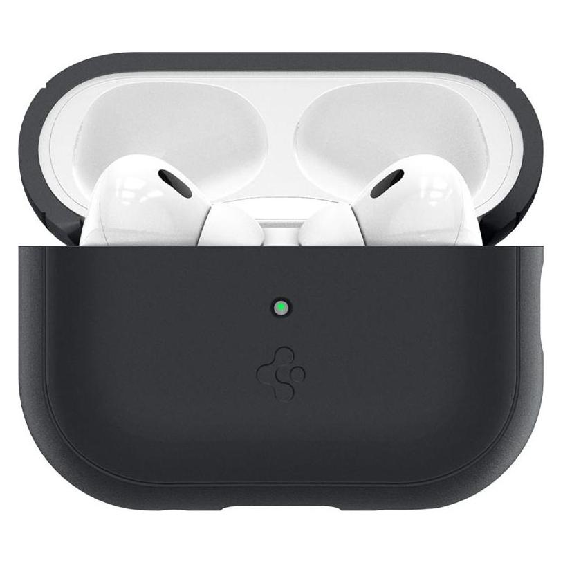 Spigen SILICONE FIT STRAP Apple AIRPODS PRO 1 / 2 BLACK/PHANTOM GREEN (Kopfhörer Hülle) (22750-0)