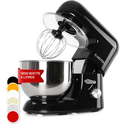 Bella Küchenmaschine 1800 W / 2,7 PS 5 Ltr Edelstahl BPA-frei Schwarz