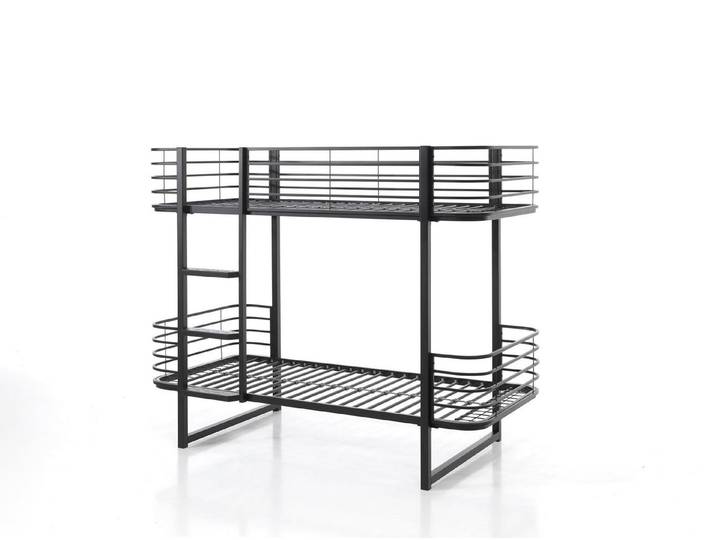 58 aufm Kessel Bettgestell Etagenbett Karolin 205x99x166 Hochbett Kinderbett Metall Schwarz (inkl. Versand, Lieferung bis Verwendungsstelle), Liegefläche 90 x 200, obere Liegefläche mit hohem Absturzschutz