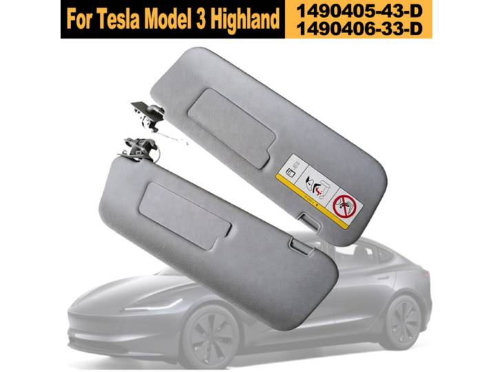 1490405-43-D 1490406-33-D Pour Tesla Model 3 Highland 2024-2026 Pare-soleil gauche et droit, pare-soleil intérieur, pièces de rechange d'origine