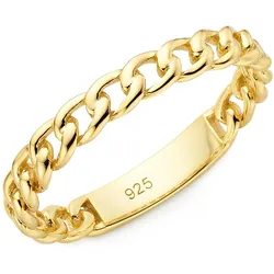 Fingerring FIRETTI "Schmuck, Geschenk, Panzerketten-Optik" Gr. 54, gelbgoldfarben, Fingerringe, Damen, 54, Silber 925 (Sterlingsilber), 2,8mm, Fingerring