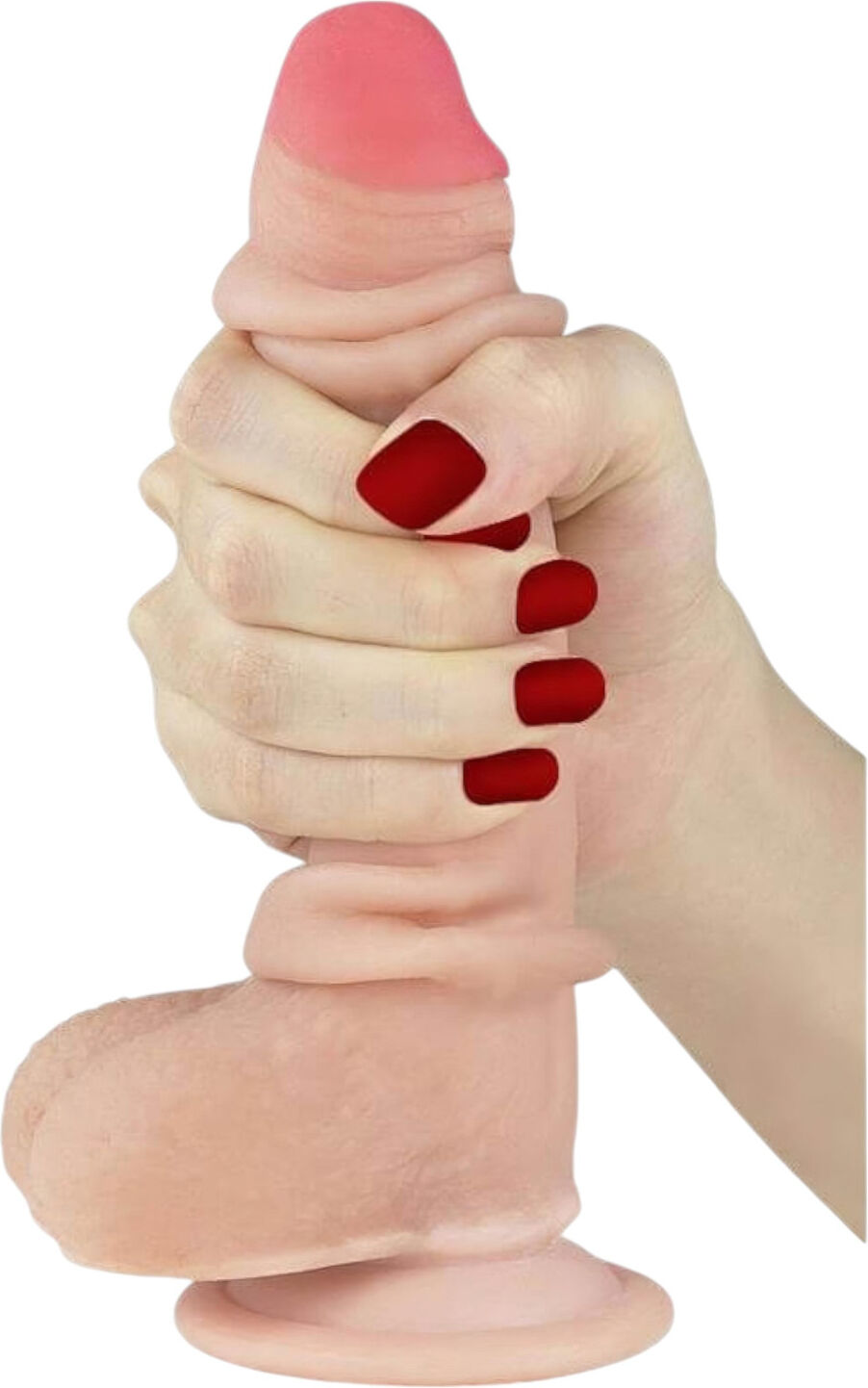 Lovetoy Sliding-Skin - Dual-Layer Suction Cup Dildo - 18cm (Natural)