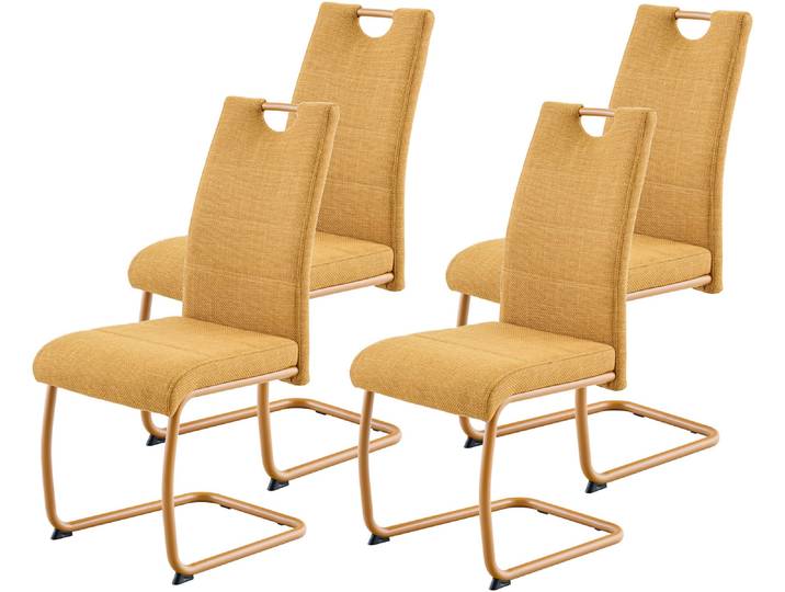 Freischwinger HELA FLORENZ , gelb (gelb, gelb, gelb), B:43cm H:97,5cm T:61cm, Metall, Polyester, Stoff, Stühle, Freischwinger, Rundrohrgestell Matching Colour, gepolstert, mit Griff