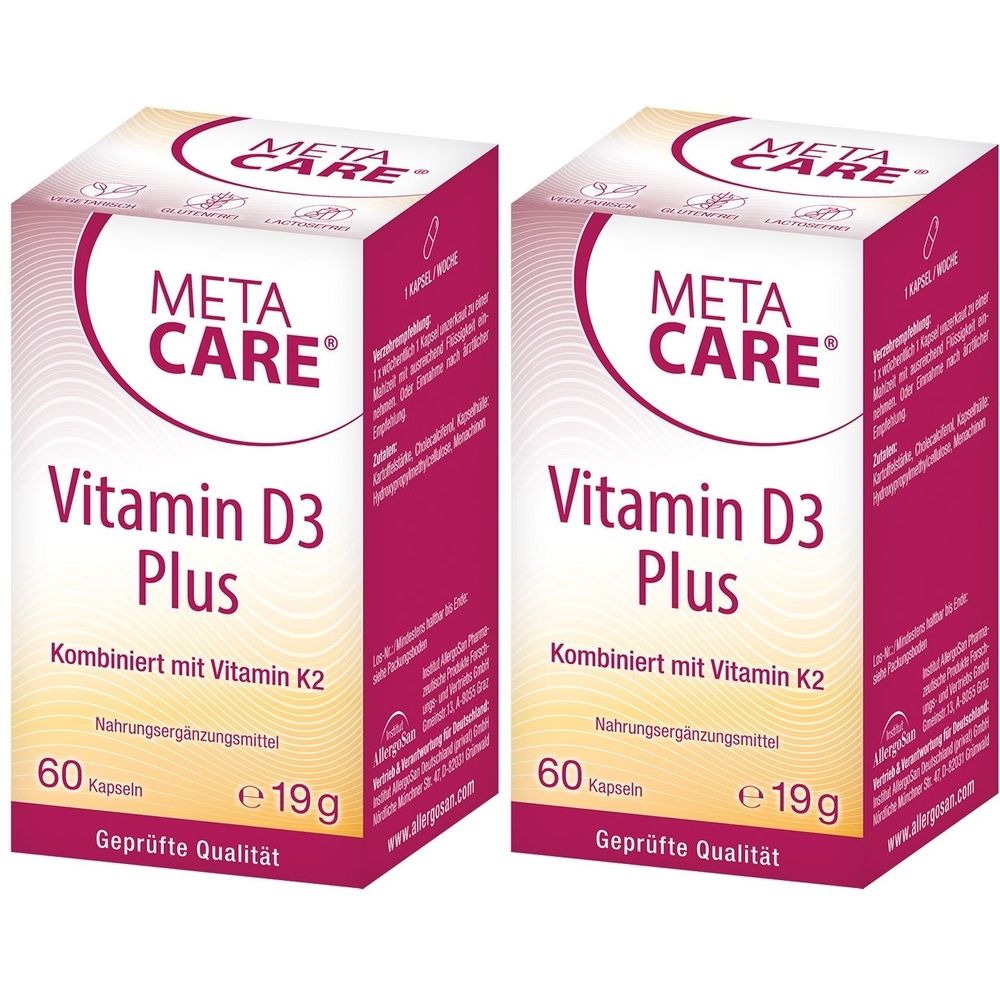 Meta-Care Vitamin D3 Plus 10.000 I.E + 80 µg K2 2x 2x60 St Kapseln