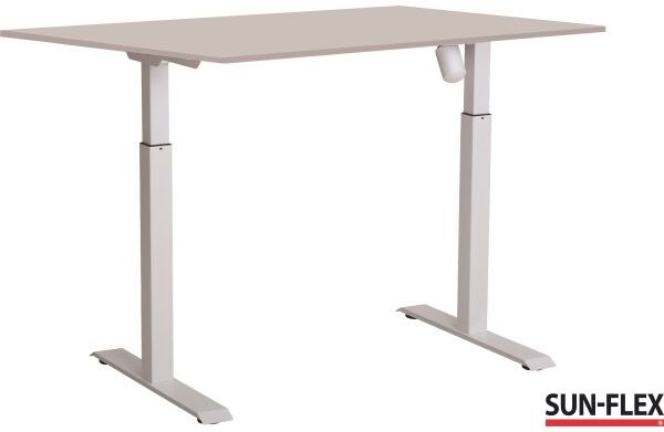 Sun-Flex I Hæve-Sænkebord, 160x80, Hvid/grå