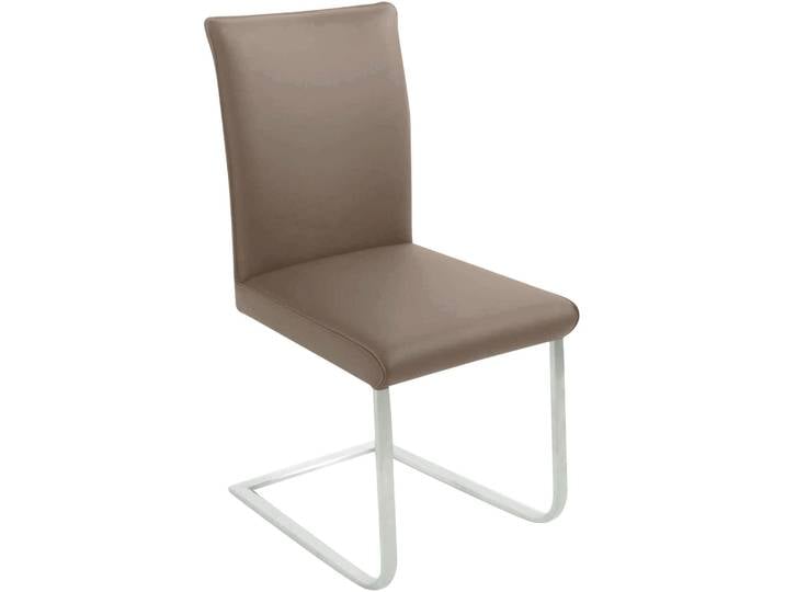 Freischwinger, Edelstahl, Grau Smoke 86, 47×62 cm, Mit Sattlernaht, Komfort, K+W-Polstermöbel