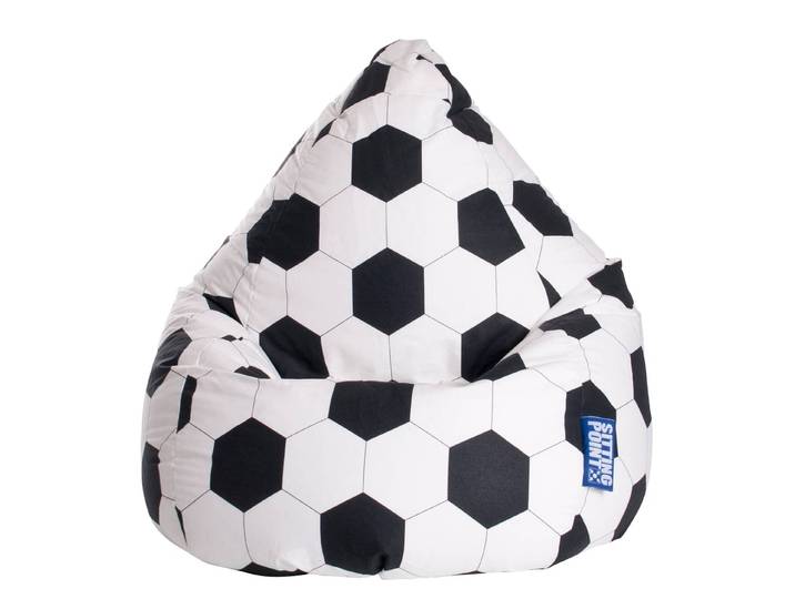 Sitzsack Bean Bag Fussball Weiß/Weiß/Schwarz Webstoff 90cm