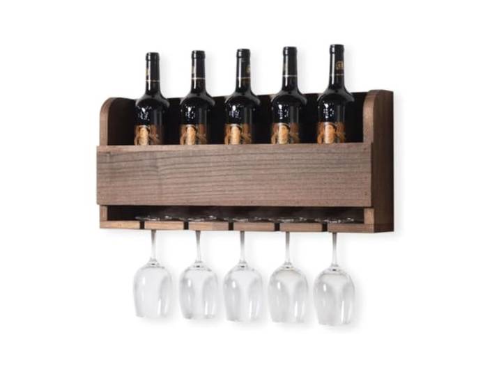 Hängende Regale Holz Weinregal Wand Weinglashalter Hängendes Weinglas, Weinständer, Getränkehalter, Weinkühler, dunkelgrau, 60 x 12 x 27 cm