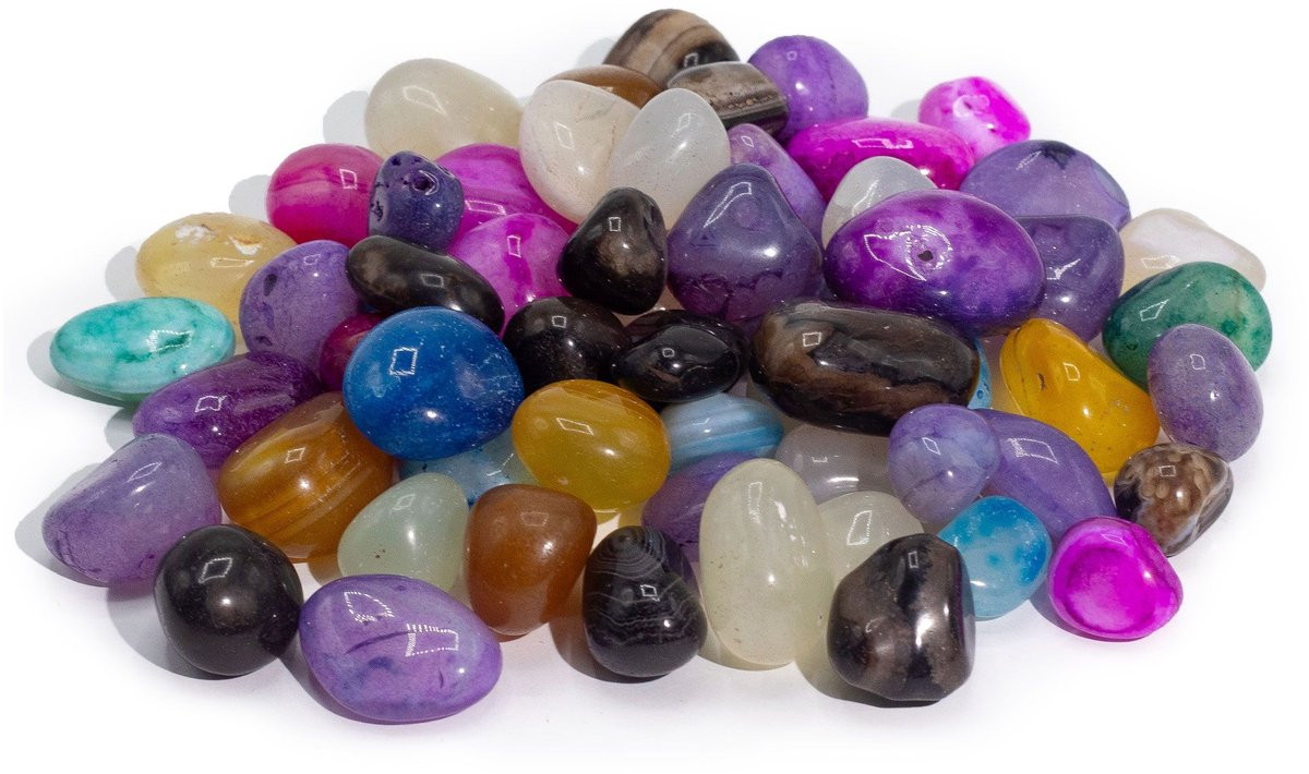 Bulk Treated Mixed Agate 1kg - 7 kleuren - ca. 70 stenen
