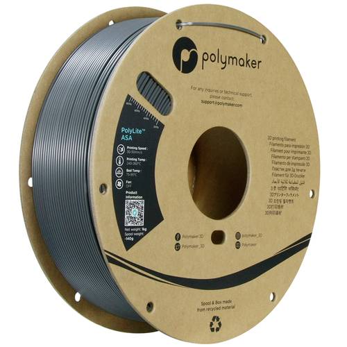 Polymaker PF01037 Dark Grey Filament ASA UV-beständig, witterungsbeständig, hitzebeständig, schlagfest 1.75mm 1000g Dunkelgrau
