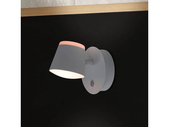 Applique murale Tondo 12 x 12 x 15cm Blanc/Blanc Fer verni LED Module LED