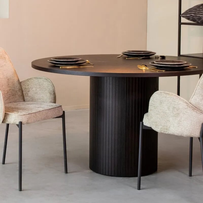 Label51 Eetkamertafel Oliva - Rond - Zwart - 130 cm