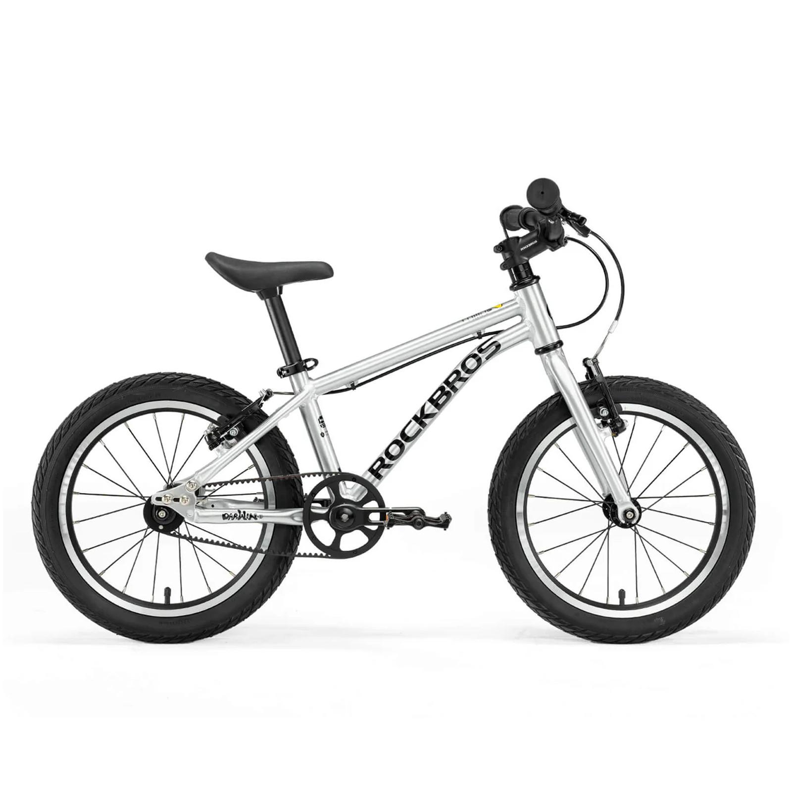 ROCKBROS Darwin - Riemenantrieb Fahrrad Sicherheits-V-Bremse Leicht & Sicher für Anfänger Silber 16" Upgrade für Kinder 3-5 Jahre