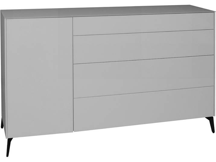 Kommode MÄUSBACHER Imola , grau (kreidegrau matt lack, glas kreidegrau glanz), B:169cm H:102cm T:42cm, Sideboards, Kommode, 2-Schubladen Kommode