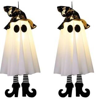 Uplift Treasures Halloween LED Light Up Witch Ghost Decor 2pcs
