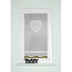 Türvorhang HOME WOHNIDEEN "CORAZON" Gr. 2, weiß, B:60cm H:100cm, Polyester, Gardinen, Tür-und Fensterbehang, Batist, bestickt