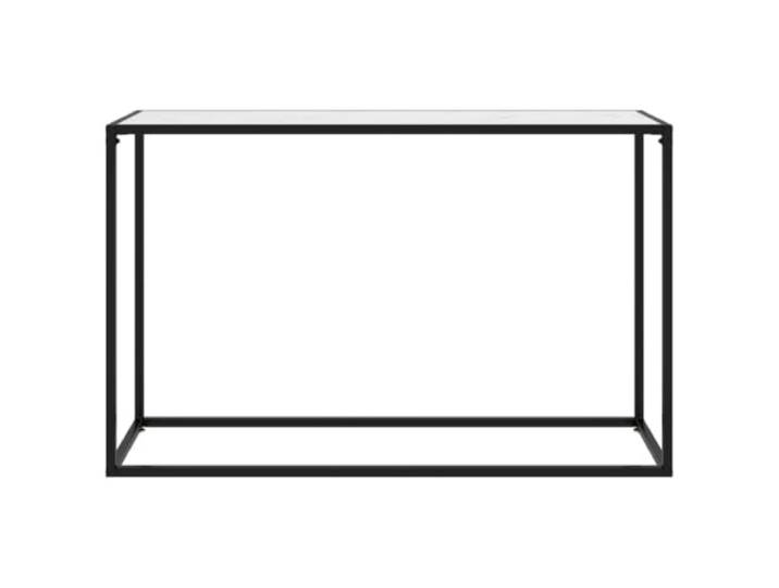 HKGNMBS Konsolentisch, weiß, 120 x 35 x 75 cm, gehärtetes Glas Marmoroptik, pulverbeschichteter Stahl, 5 mm Glas, Wandbefestigung, Montage erforderlich