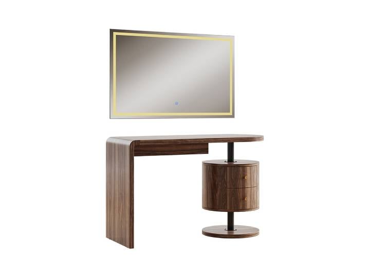 Coiffeuse avec miroir led chêne rustique 120x146.6cm