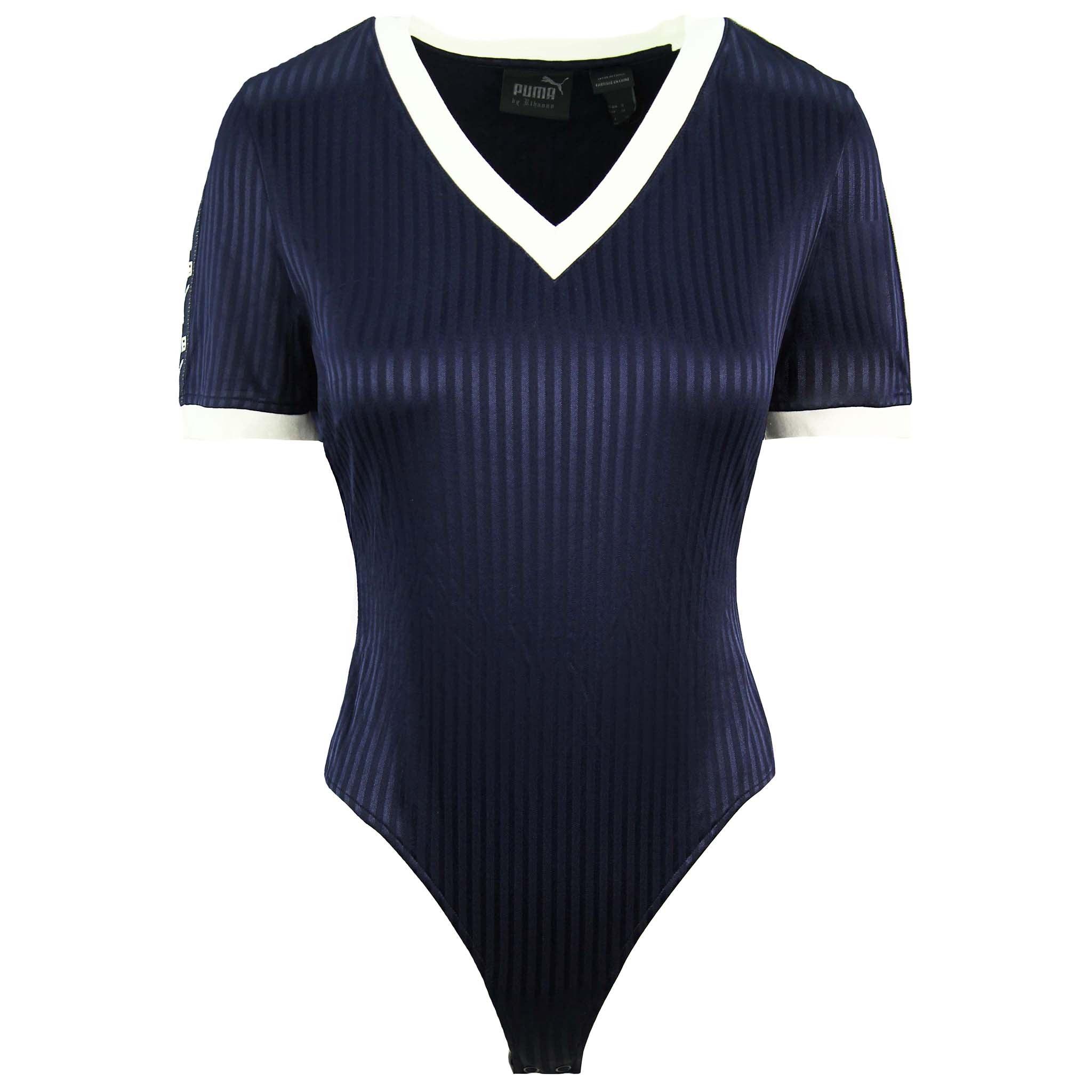 Puma x Rihanna Fenty V-Ausschnitt-Jersey Damen Nackenmuskel Bodysuit in Marineblau