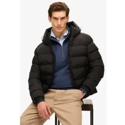 Superdry für Herren. M5011905A Sport Steppjacke mit Kapuze Sport schwarz (M), Lässig, Recyceltes Polyester, Nachhaltig