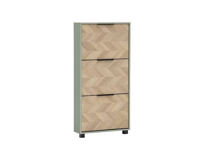 Schildmeyer Schuhschrank Schuhkipper Piazza 160858, Pistazie/Fischgräten Dekor, 59,8 x 19,5 x 124,5 cm, platzsparend durch geringe Tiefe