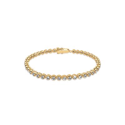 Armband ELLI "Tennisarmband mit Kristallen von Swarovski 925 Sterling Silber" Gr. 19, gold, Armbänder, Damen, 19cm,mit Steinen, Silber 925 (Sterlingsilber), Armband