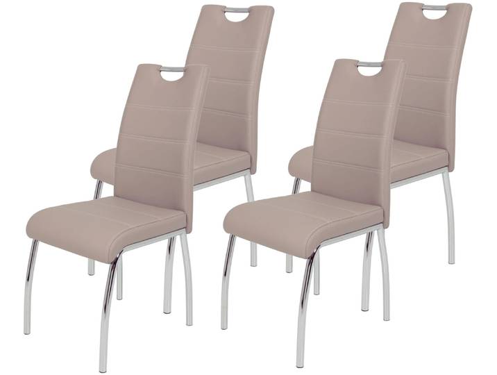 Stuhl HELA Susi , braun (cappuccino, silberfarben), B:44cm H:98cm T:61cm, 97% Polyurethan 3% Baumwolle, Stühle, Stuhl, 2 oder 4 Stück, mit Griff