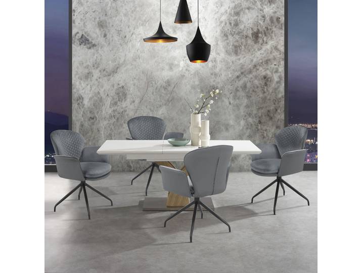 Esszimmerstuhl GOODPRODUCT Leonidas , grau (anthrazit, schwarz, anthrazit), B:68cm H:85cm T:61cm, Polyurethan, Stoff, Stühle, Esszimmerstuhl, Sitz und Rücken gepolstert, Sitzfläche in Velourstoff, Sitzhöhe 47 cm