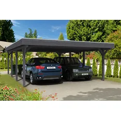 Skan Holz Spessart Doppelcarport ohne Abstellraum Gr.2 611x846cm grau Holzcarport