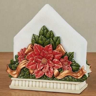Touch of Class Holiday Poinsettia Napkin Holder Red , Red