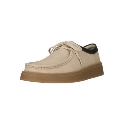 Schnürschuh CLARKS "Torview", Herren, Gr. 46, beige (sanftes weiß), Leder, Schuhe Schnürschuh, mit angenehm weicher Dämpfung