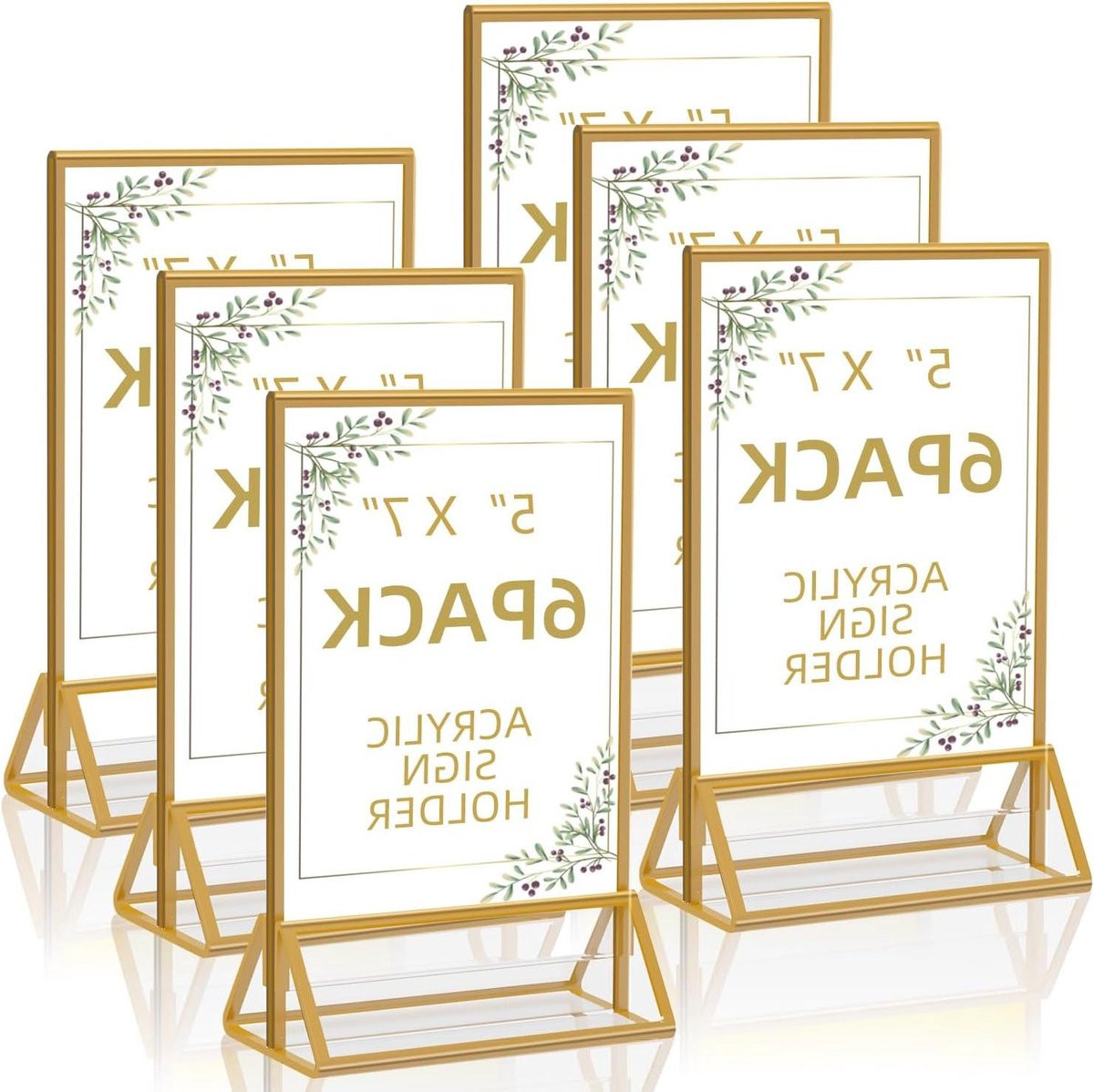 Acryl Bordhouder Transparant Goud - Displaystandaard voor Documenten - 5 x 7 cm