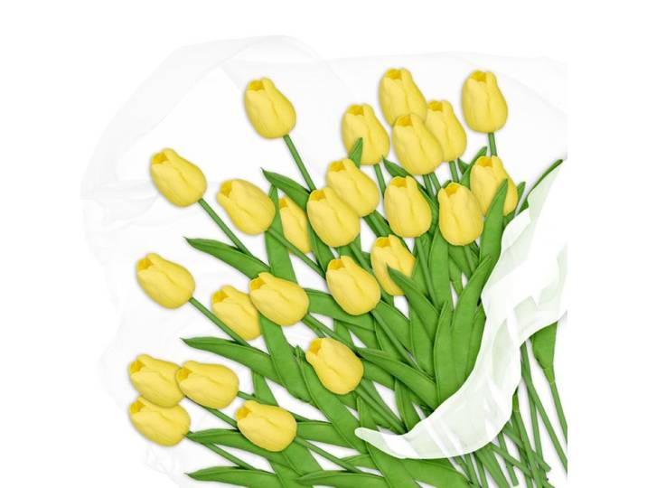 Relaxdays 48 tulipes artificielles jaunes