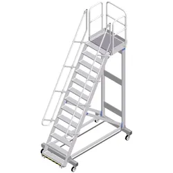 Zarges Plattformtreppe 60° mit Ergo-Stop, 800mm Stufenbreite 13 Stufen