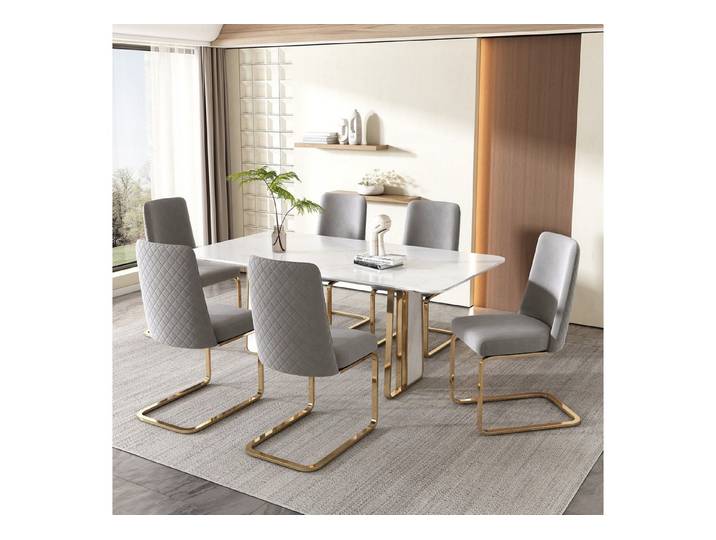 IDEASY Esszimmerstuhl Samt-Esszimmerstuhl 2/4/6er Set Diamant-Rücken Goldbeine Wohnzimmer