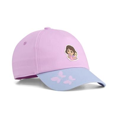 Flex Cap PUMA "PUMA x DORA THE EXPLORER Baseball-Cap Kinder", Jungen, Gr. Jugendlicher, rosa (mauve glow chambray blau pink), Oberseite, Schweißband: 100% Baumwolle. Futter Vorderteil: 100% Polyester. Unterer Schirm: 100% Polyester, unifarben, Caps