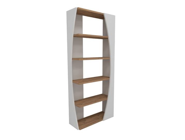 Etagère 5 tablettes décor blanc et pin atlantique - h150 cm