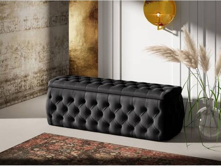 Fun Möbel Polsterhocker mit Stauraum Ernesto (Schwarz, 160x50x45)