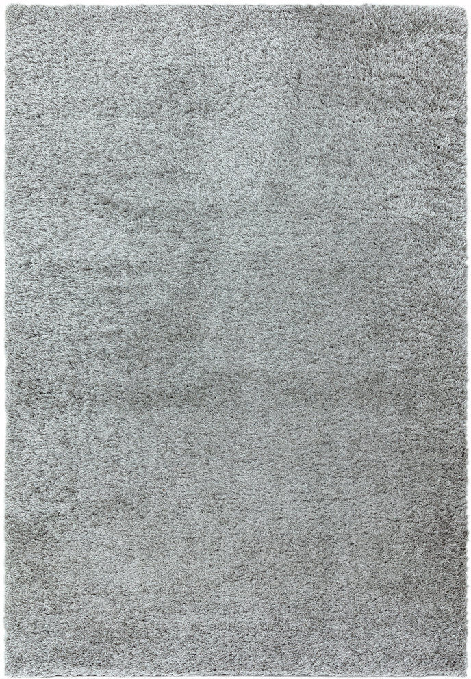 Ebern Designs Natonia Shiny Shaggy Silver Area Rug Silver Rectangle 120 x 170cm