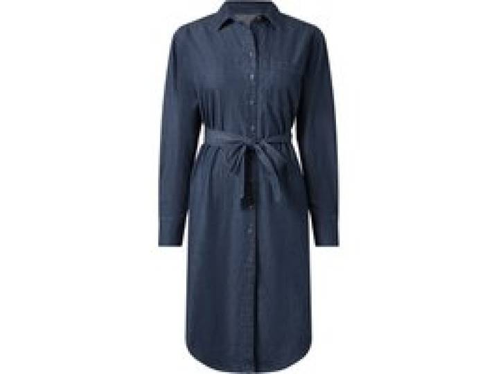 ESMARA® Robe en jean pour femme, avec ceinture à nouer. (Bleu, 38)