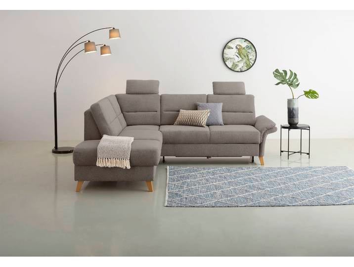 Ecksofa, Braun, 238x213 cm, Polyester, Ottomane Links, Klassisch, Home-affaire