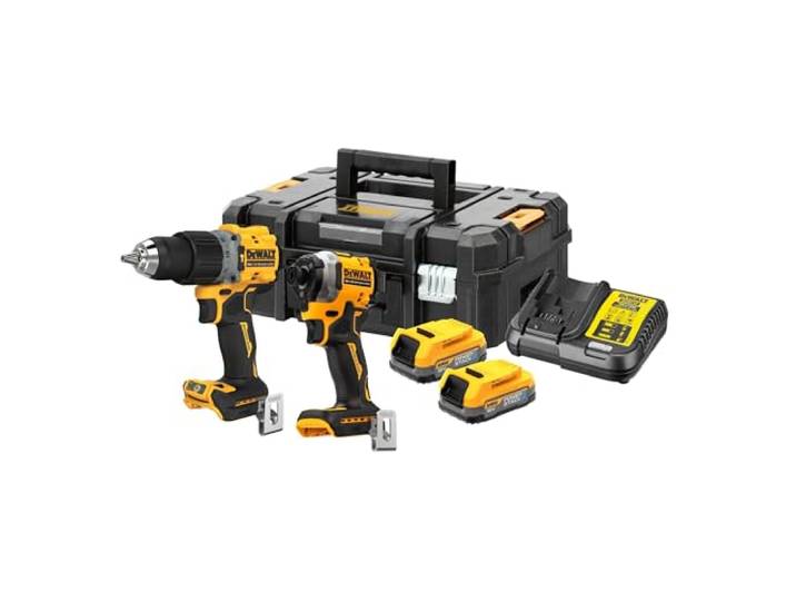 Dewalt - Kit 2 outils XR 18V 1\,7Ah Li-Ion Brushless POWERSTACK - Perceuse-visseuse percussion DCD805 - Visseuse à chocs DCF850 - DCK2050E2T-QW