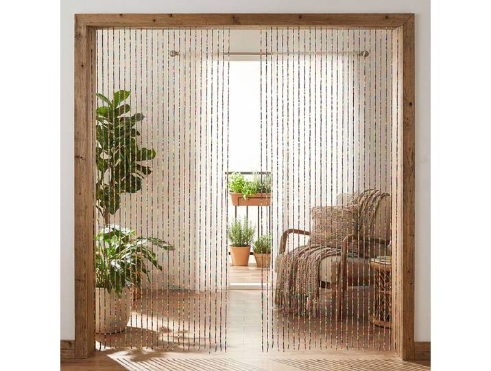 2er-Set Türvorhang 90x180cm, 31 Stränge mit bunten Bambusperlen