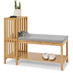 Tchibo - Sitzbank mit Schuhfach und Ablage in Lamellenoptik - 100x43,5x77cm - hellgrau -