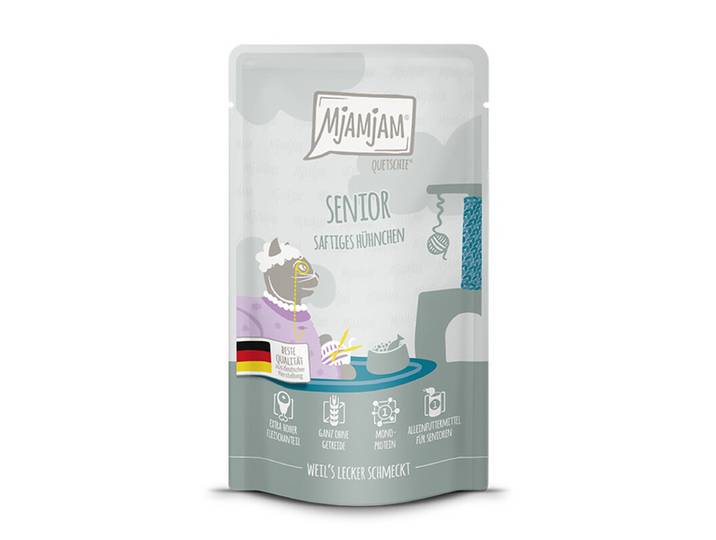 MjAMjAM Senior Quetschie Nourriture humide pour chats Poulet 125 g