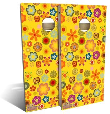 Skip's Garage 70s Flower Outdoor Cornhole Board Set